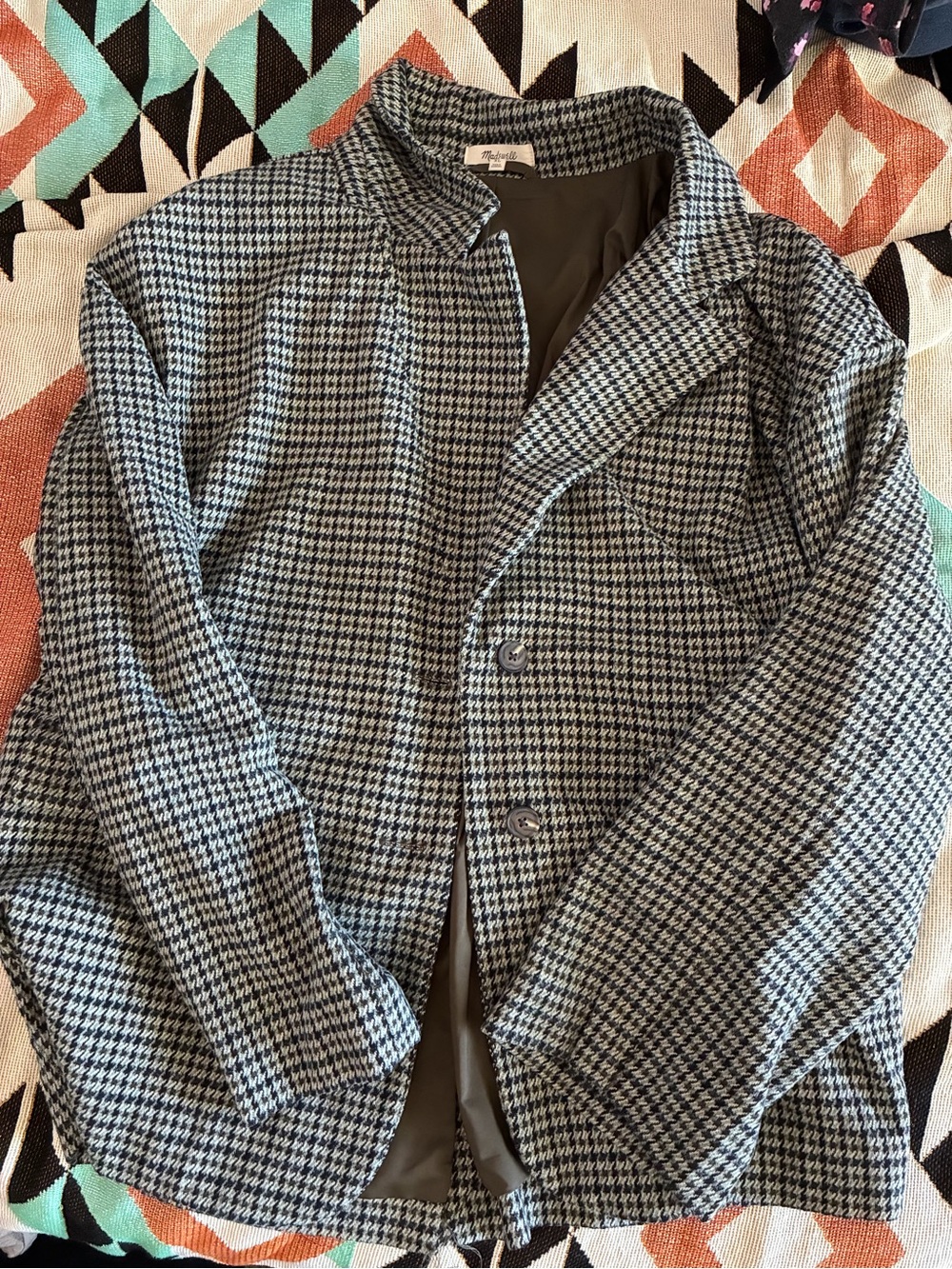 Madewell Plaid Blazer, business, great condition, size XL, houndstooth brown tan